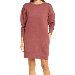 CASLON Woman's Sweatshirt Sweater Dress Long Sleeve Pockets Red Syrah XS/S